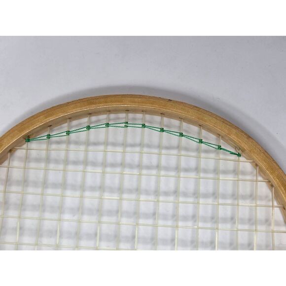 VINTAGE KAWASAKI SS-1100 TENNIS RACKET RACQUET CREAM BLUE WOODEN STANDARD 28" - Picture 6 of 9
